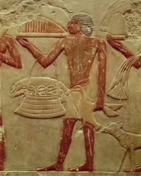 Relief depicting a porter with a basket of fledglings, from the Tomb of Princess Idut, Old Kingdom, c.2330 BC